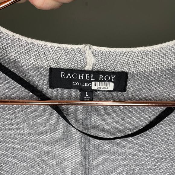 Rachel Roy Collection Gray Combo Colorblock Open Short Sleeve Shawl Size Large - Picture 9 of 11